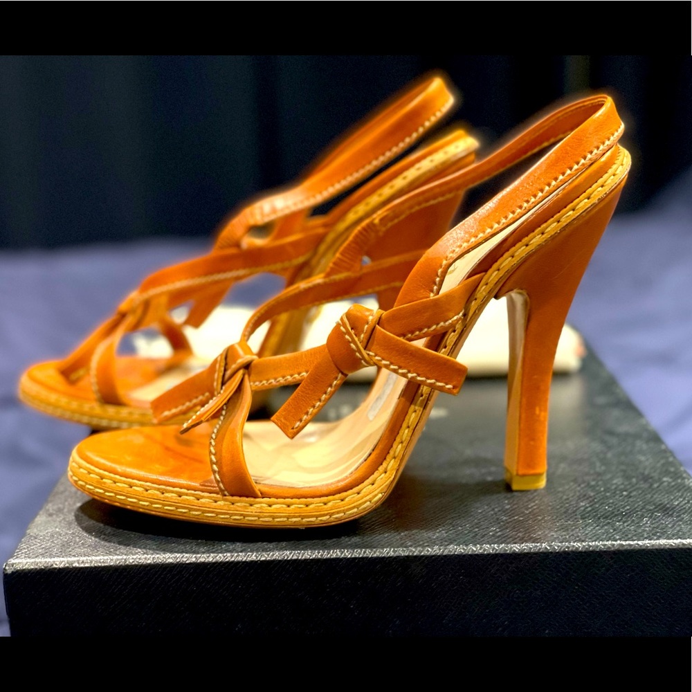 Prada “Antic” Strappy Leather Heels - Picture 1 of 4